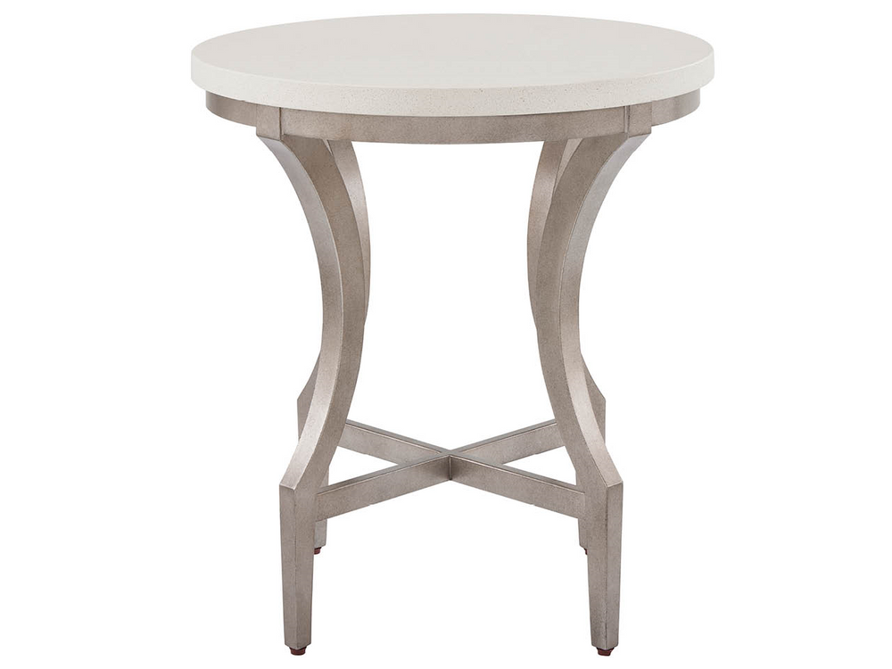Universal Furniture Birchaven Square End Table White Quartz Top Aged Pewter Metal Base Living Room U550808