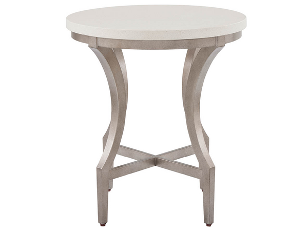 Universal Furniture Birchaven Square End Table White Quartz Top Aged Pewter Metal Base Living Room U550808