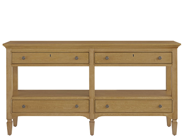Universal Furniture Brindle Four Door Storage Console with Warm Toned Finish for Entryway or Living Room 4 Drawers U550826