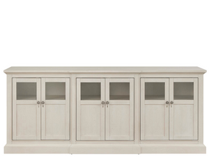 Universal Furniture Willow Finish Credenza with Led Lighting Six Doors Wire Management Living Room Storage 6 Glass Doors U550A678
