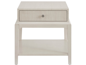 Universal Furniture Meadow Square End Table with Wallpaper Column Two Shelf Storage Willow Finish 1 Drawer U550A815