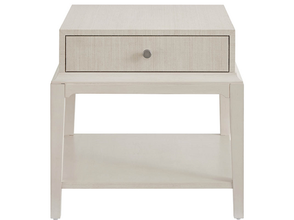 Universal Furniture Meadow Square End Table with Wallpaper Column Two Shelf Storage Willow Finish 1 Drawer U550A815