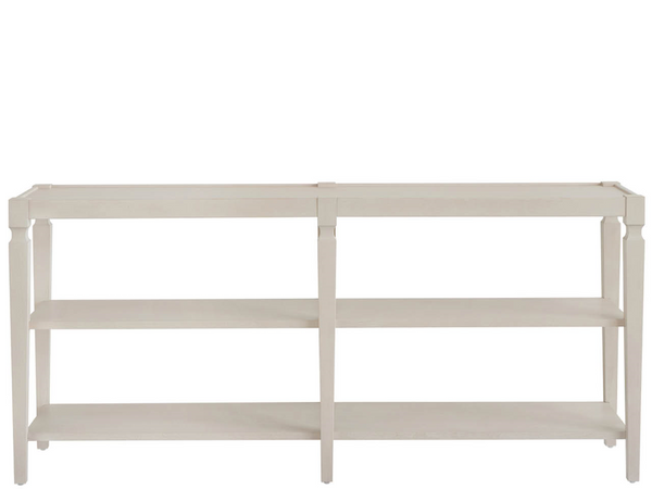 Universal Furniture Willow Neoclassical Console Table with Open Shelving for Entryway or Living Room 2 Shelves U550A816