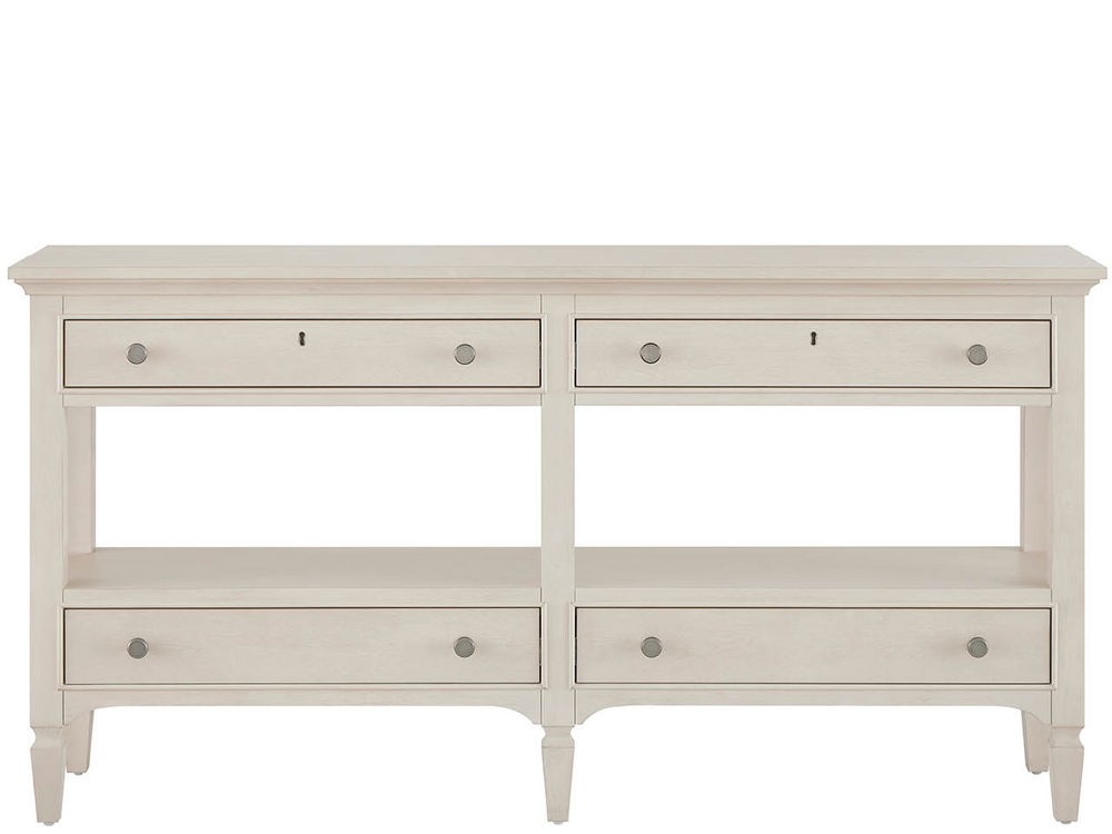 Universal Furniture Willow Neoclassical Console Table with Open Shelving for Entryway or Living Room 2 Shelves U550A816