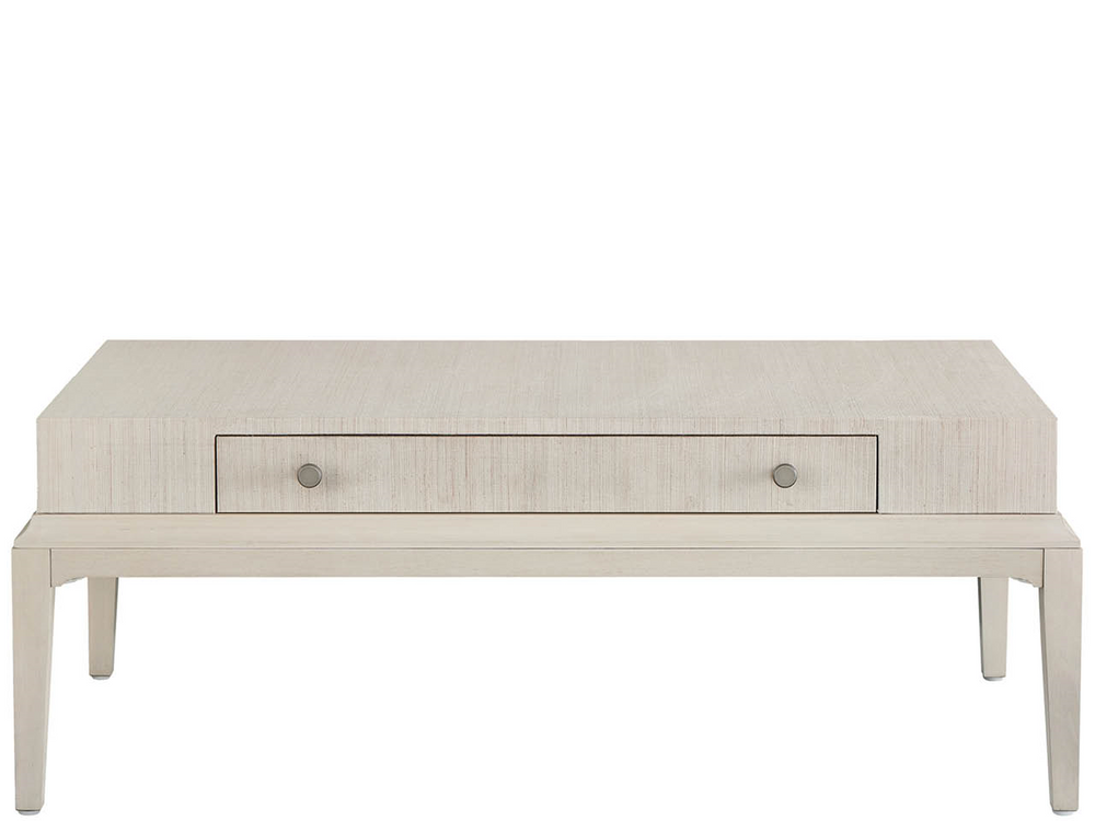 Universal Furniture Meadow Cocktail Table Wallpaper Top Willow Wood Base with Soft Close Drawer U550A830