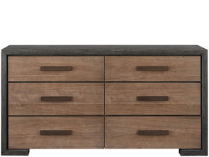 Universal Furniture Veil Six Drawer Dresser Two Tone Oak Walnut Finish with Felt Lined Jewelry Trays U560040