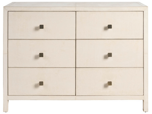 Universal Furniture Lira Leather Wrapped Six Drawer Dresser with Micro Suede Lined Bedroom Storage U560060