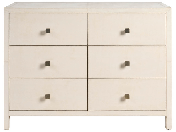 Universal Furniture Lira Leather Wrapped Six Drawer Dresser with Micro Suede Lined Bedroom Storage U560060