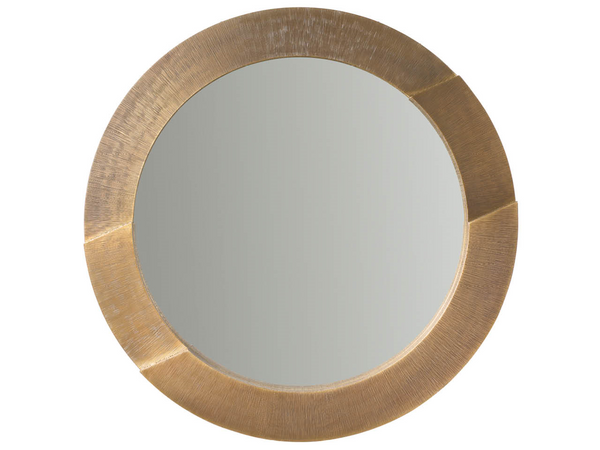 Universal Furniture Soft Bronze Round Wall Mirror with Radial Metal Cladding for Entryway or Living Room U56009M