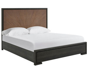 Universal Furniture Veil Panel Bed Oak Frame with Walnut Inlay Headboard Modern Bedroom Statement King U560265B