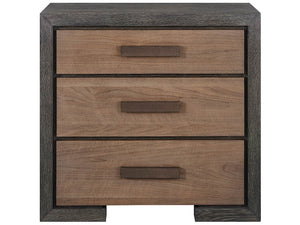 Universal Furniture Veil Oak Three Drawer Nightstand with Walnut Fronts and Built in Charging Access U560351