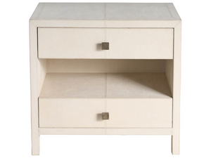 Universal Furniture Lira Leather Wrapped Nightstand with Suede Lined Drawer and Open Shelf Modern Bedroom U560355