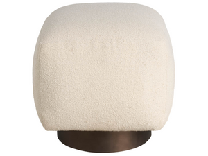 Universal Furniture Sola Berber Fleece Pouf with Smoked Gold Base for Modern Living Rooms U560382