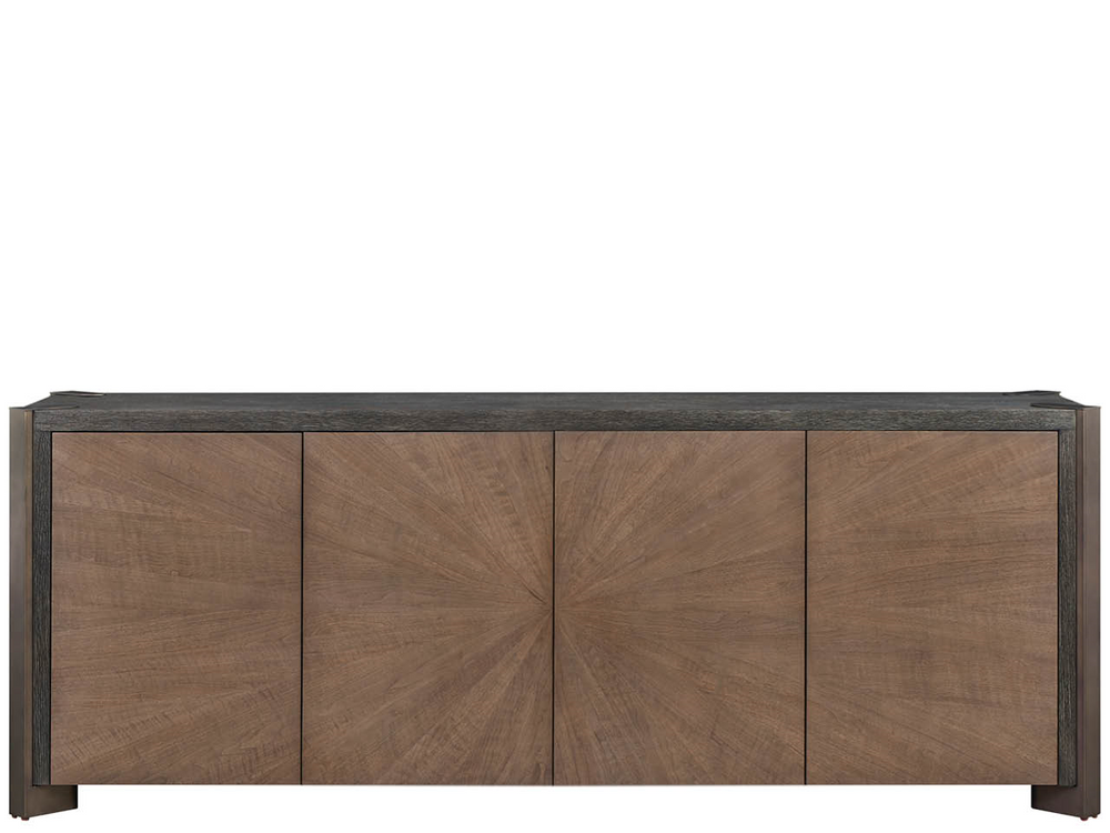 Universal Furniture Veil Oak Credenza with Walnut Doors Wire Management and Touch Latch Storage U560678