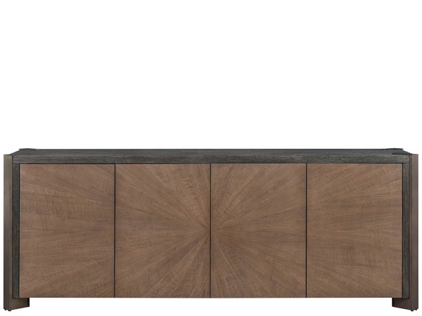 Universal Furniture Veil Oak Credenza with Walnut Doors Wire Management and Touch Latch Storage U560678