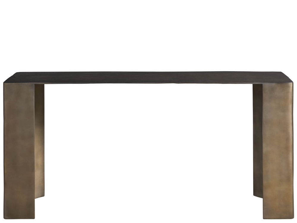 Universal Furniture Eclipse Sculptural Cast Aluminum Console Table Black Nickel Finish for Modern Entryways U560803