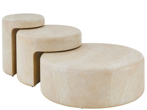 Universal Furniture Nimbus Three Piece Faux Travertine Nesting Set for Living Room or Covered Patio U560808SML