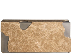 Universal Furniture Mirage Stone Top Console Table with Antique Nickel Frame for Entryway Decor U560816