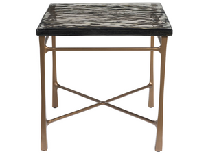 Universal Furniture Cirrus Cast Glass Top End Table Antique Brass Aluminum Base Modern Outdoor Accent U560821