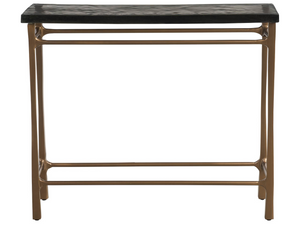 Universal Furniture Cirrus Glass Top Console Table Antique Brass Aluminum Base Slim Entryway Accent U560826