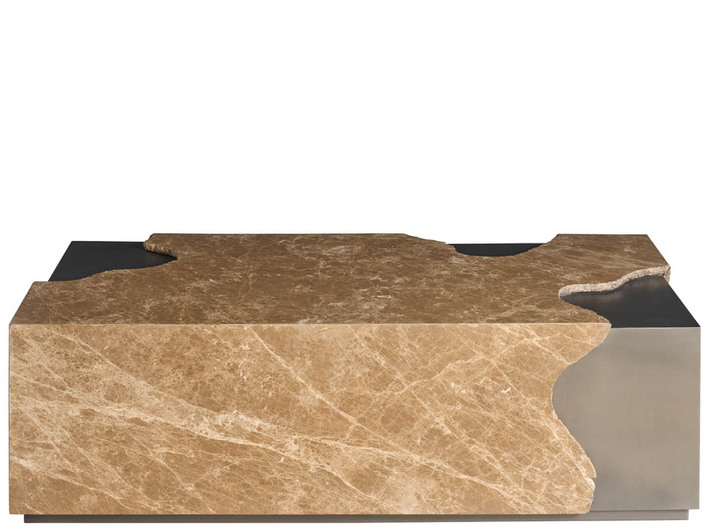 Universal Furniture Mirage Stone Top Cocktail Table with Antique Nickel Frame for Modern Living Rooms U560830