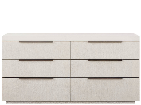 Universal Furniture Quartz Six Drawer Dresser with Stone Top Oak Finish and Smoked Gold Hardware U560A050