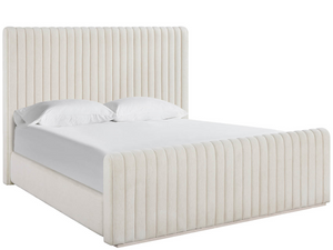 Universal Furniture Strata Upholstered Platform Bed Vertical Channel Headboard Soft Neutral Fabric King U560A220B