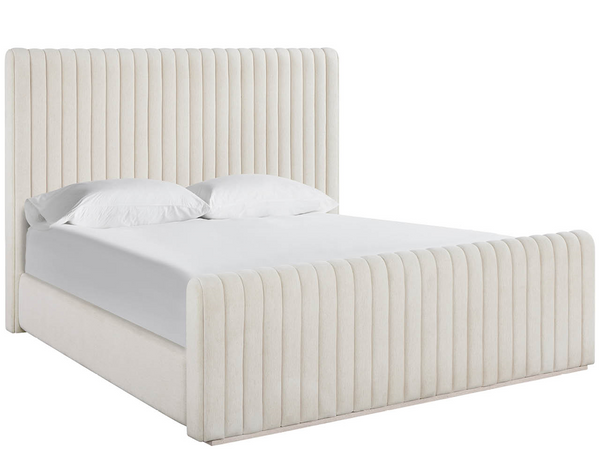 Universal Furniture Strata Upholstered Platform Bed Vertical Channel Headboard Soft Neutral Fabric King U560A220B