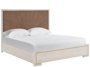 Universal Furniture Mist Oak Panel Bed with Walnut Headboard for Contemporary Bedroom Decor Queen U560A255B