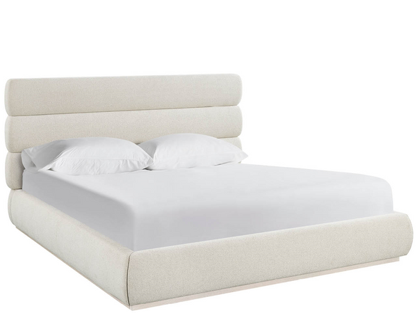 Universal Furniture Horizon Upholstered Linen Platform Bed with Tufted Headboard and Oak Plinth Base Queen U560A310B