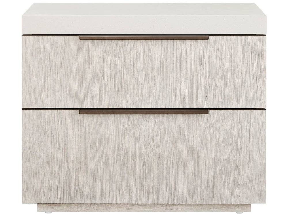 Universal Furniture Quartz Top Two Drawer Nightstand with Usb Charging Ports and Oak Veneer Finish 1 Drawer + Open Shelf U560A357