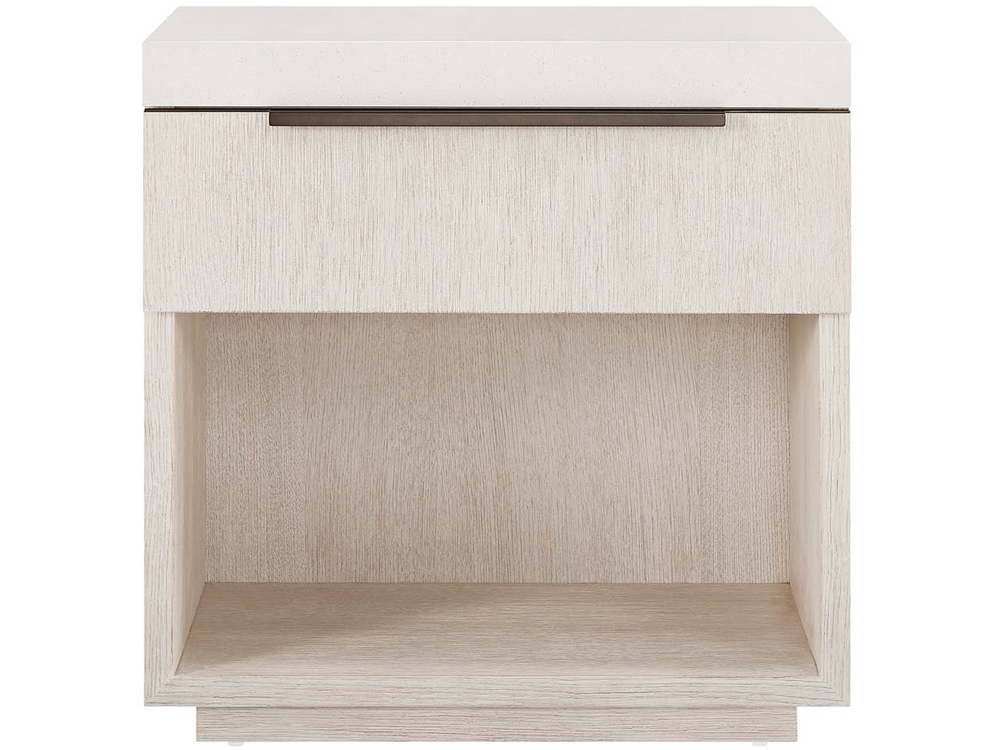 Universal Furniture Quartz Top Two Drawer Nightstand with Usb Charging Ports and Oak Veneer Finish 1 Drawer + Open Shelf U560A357