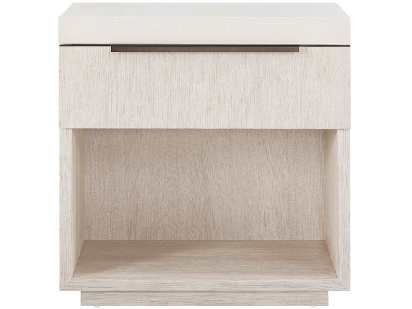 Universal Furniture Quartz Top Two Drawer Nightstand with Usb Charging Ports and Oak Veneer Finish 1 Drawer + Open Shelf U560A357