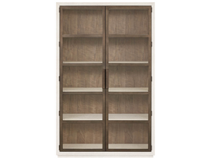 Universal Furniture Mist Oak Display Cabinet with Led Lighting Smoked Gold Accents and Walnut Back Panel U560A675