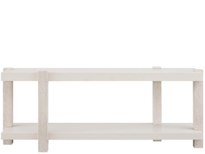 Universal Furniture Mist Oak Console Table with Quartz Top Four Door Storage and Integrated Power Bar U560A841