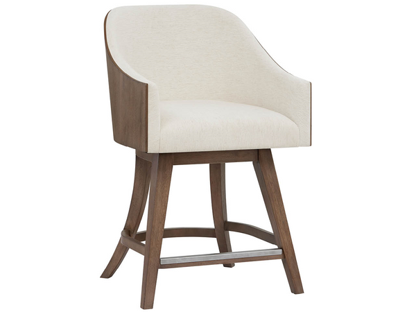 Universal Furniture Haze Walnut Swivel Counterstool Upholstered Seat Ergonomic Kitchen Island Chair U560C602