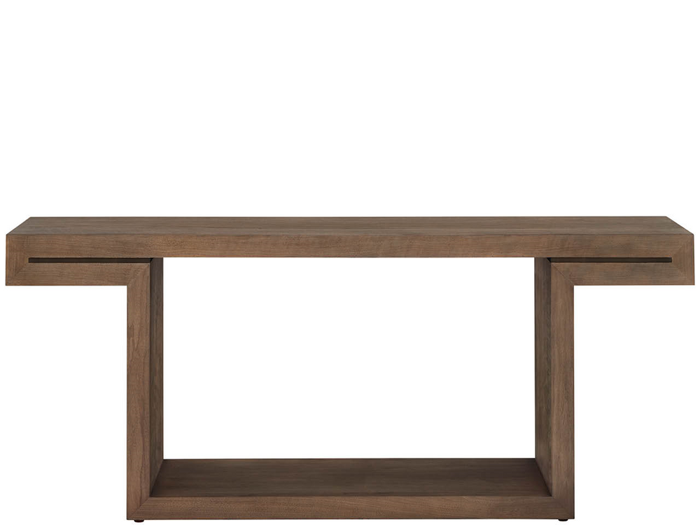 Universal Furniture Haze Walnut Veneer Console Table with Smoked Gold Base for Entryway or Living Room U560C823