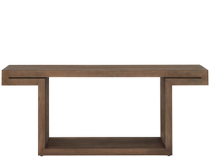 Universal Furniture Haze Walnut Veneer Console Table with Smoked Gold Base for Entryway or Living Room U560C823