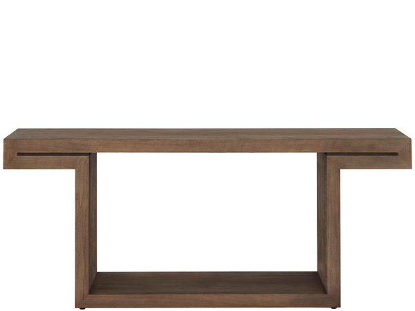 Universal Furniture Haze Walnut Veneer Console Table with Smoked Gold Base for Entryway or Living Room U560C823