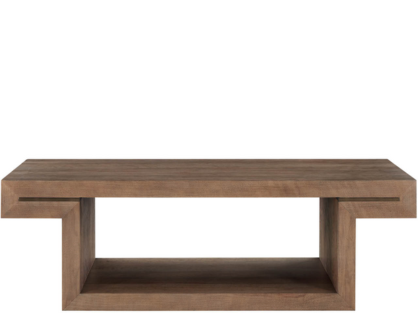 Universal Furniture Haze Walnut Veneer Cocktail Table with Gold Accents and Rolling Casters for Living Rooms U560C828