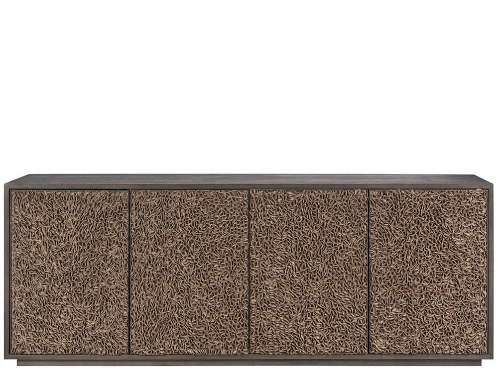 Universal Furniture Blossom Dark Oak Credenza with Leather Accents Built in Power and Cable Management 4 Doors U560D966