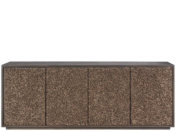 Universal Furniture Blossom Dark Oak Credenza with Leather Accents Built in Power and Cable Management 4 Doors U560D966