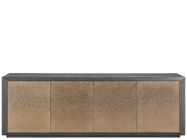 Universal Furniture Nova Dark Oak Credenza with Etched Door Fronts and Built-in Power Bar Storage U560D968