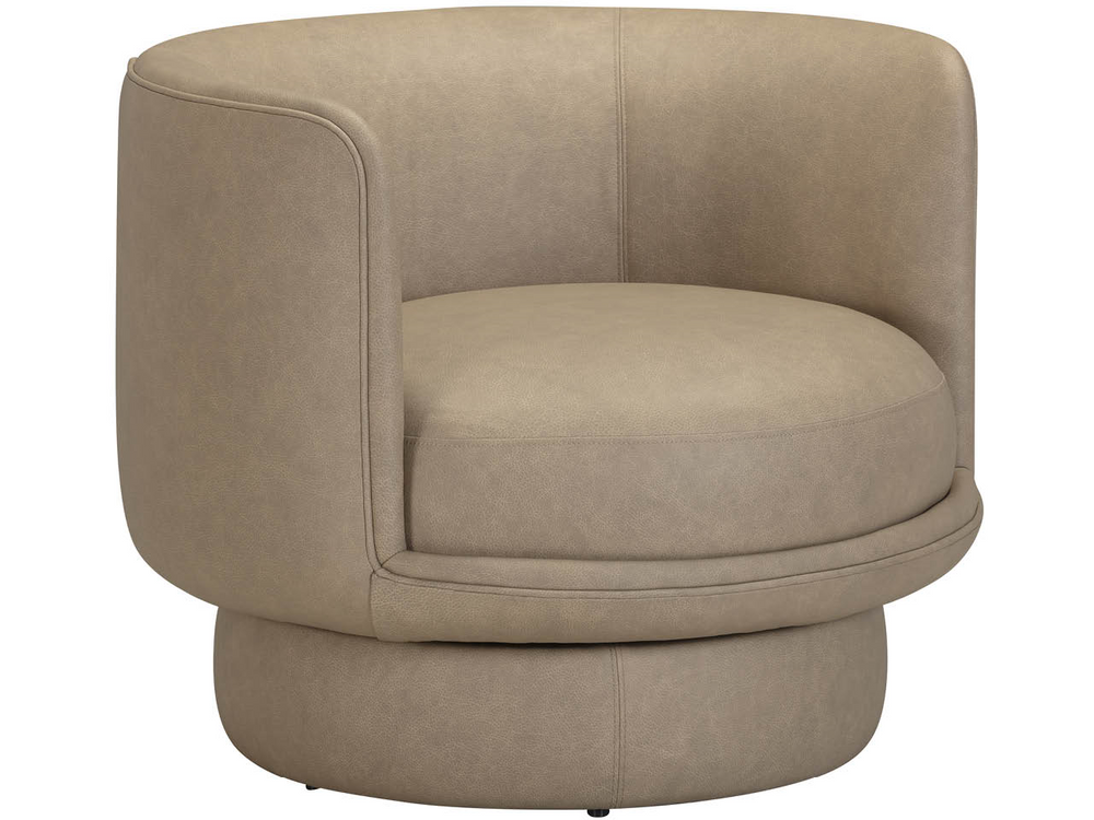 Universal Furniture Deke Swivel Lounge Chair Premium Leather Upholstered Seat for Office or Living Room U574523-1873-1