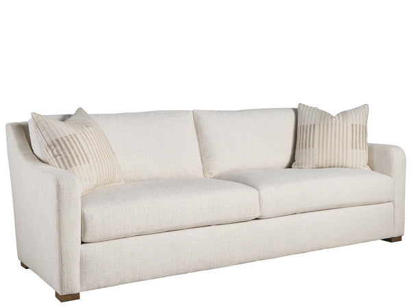 Universal Furniture Filmore Upholstered Sofa Neutral Fabric Deep Seat Living Room Modern Comfort Fabric: Ayers Vanilla; Throw Pillows: Reinvent Ivory; Leg Finish: Latte U583505-1845-1