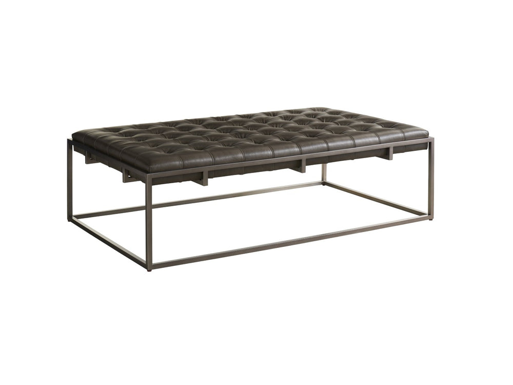 Universal Furniture Travers Cocktail Ottoman - Luxurious Leather Seat With Glam Bronze Base & Chic Tufted Design For Any Space  100% Leather 687514-1186-5-universal