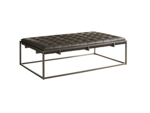 Universal Furniture Travers Cocktail Ottoman - Luxurious Leather Seat With Glam Bronze Base & Chic Tufted Design For Any Space  100% Leather 687514-1186-5-universal