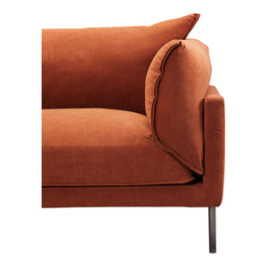 Moe's Home Jamara Left Sectional Sofa In Burnt Auburn - Scandinavian Design, Plush Comfort & Stylish Steel Legs  Upholstery, 100%Polyester,Black Stainless Steel Legs Ub-1016-06-l-0