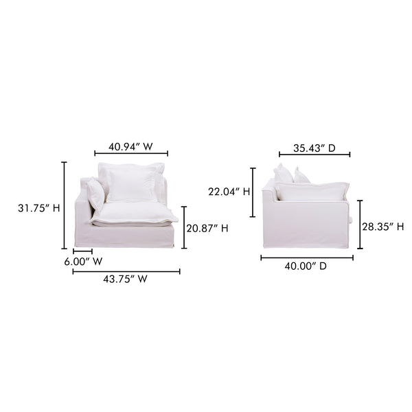 Moe's Home Olivia Modular Sectional Sofa - Elegant Slipcover, Livesmart Fabric, Plush Comfort For Everyday Living White Upholstery, 98.5% Polyester,1.5% Nylon Performance Fabric,Solid Wood And Plywood Frame Ub-1021-18