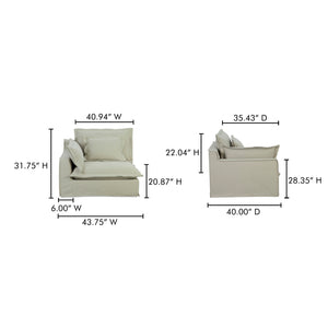 Moe's Home Olivia Modular Sectional Sofa - Elegant Slipcover, Livesmart Fabric, Plush Comfort For Everyday Living Beige Upholstery, 98.5% Polyester,1.5% Nylon Performance Fabric,Solid Wood And Plywood Frame Ub-1021-34